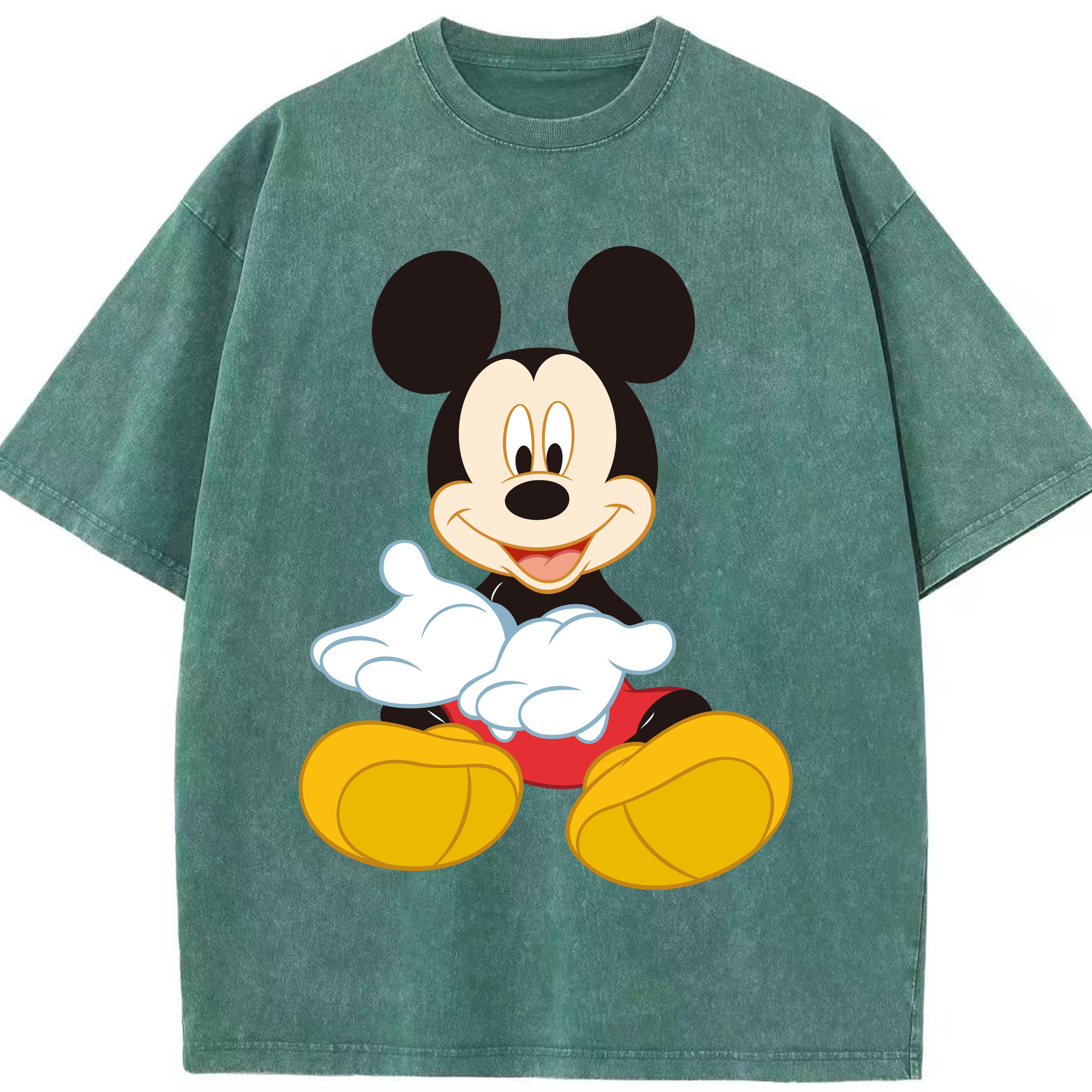 （画像用） ミッキーマウス Mickey Mouse 綿100% ヴィンテージ風 半袖Tシャツ（フロントプリント）